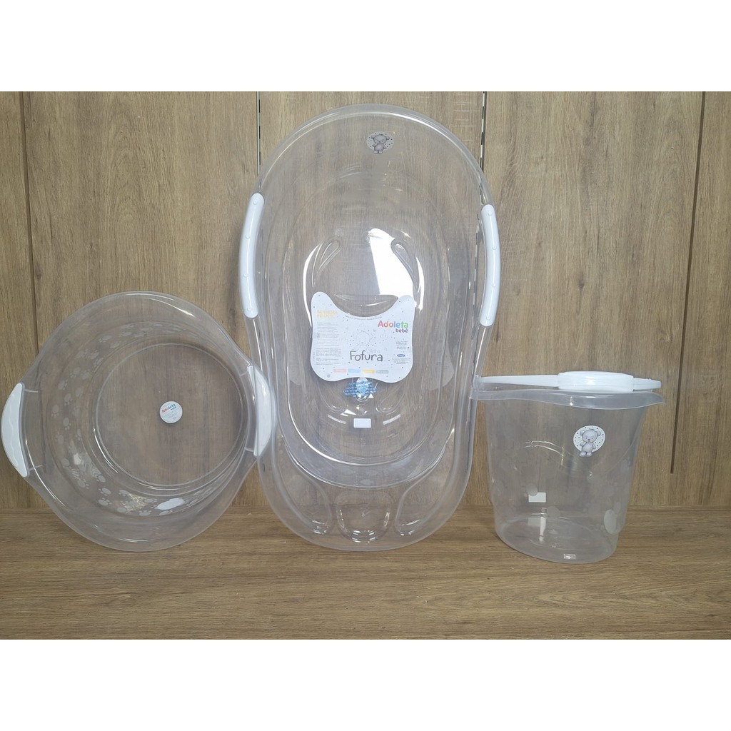Kit Banheira De Bebê Fofura Adoleta 03 Peças Premium Transparente em Oferta na Shopee