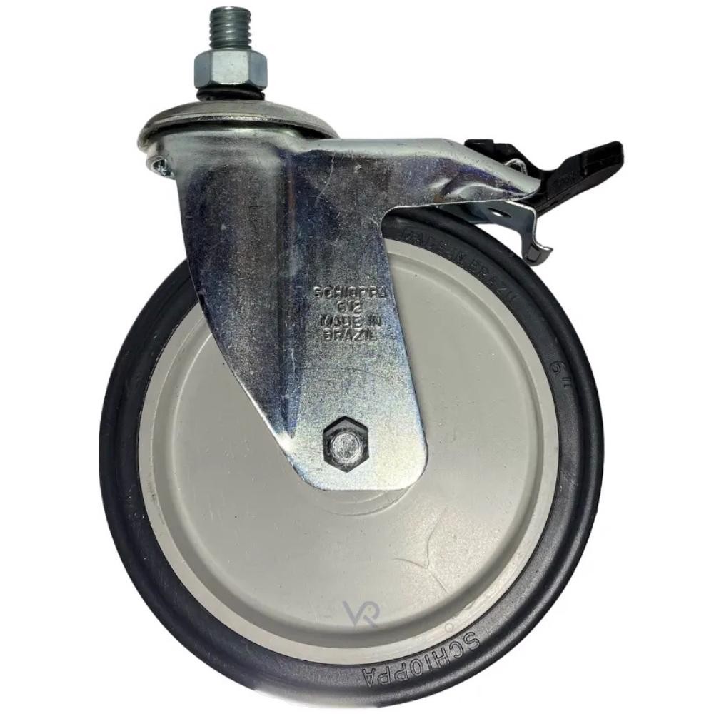 Rodizio Giratório PVC L12 15CM até 85kg com Espiga Roscada 1/2POL GLE612-BP SCHIOPPA