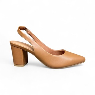 Scarpin Aberto Slingback Vizzano 1290.503 Original de Salto Bloco Médio com Ajuste de Elástico e Bico Fino