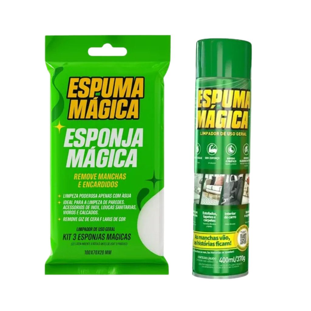 Kit Esponja Mágica + Espuma Mágica Proauto Remove Manchas