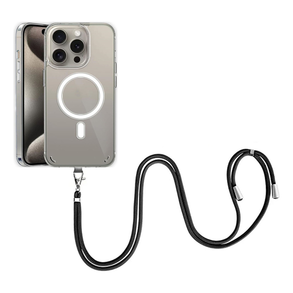 Capa Case Com Magsafe + Cordão Alça Para iPhone Todos Modelos