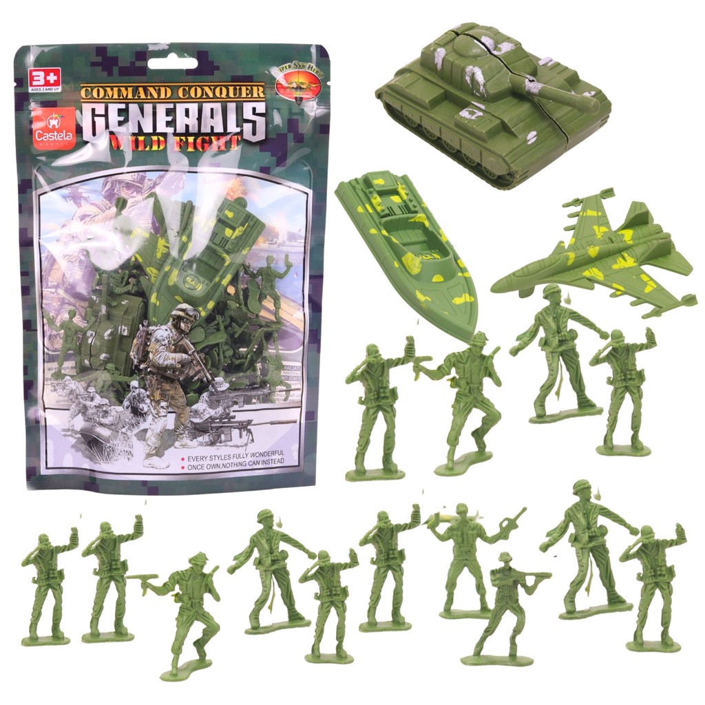 Kit Soldadinhos Militares de Brinquedo Guerra 60 Peças - Castela Brasil