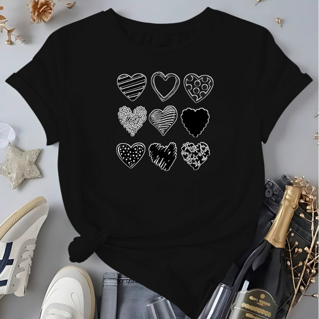 Camisa Feminina Blusa Elegante Casual Camisa Feminina Manga Curta 100% Algodão Estampada Fofa Básica