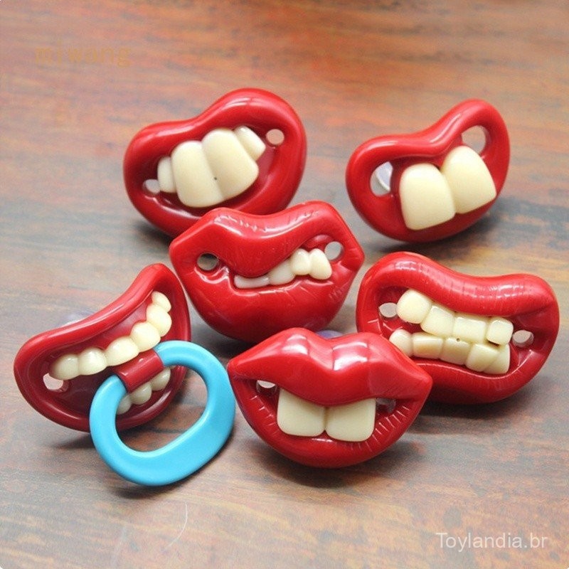Chupeta Engraçada para Bebê Silicone Flexível e Dentes de Mamadeira Falsos para Bebês M68R