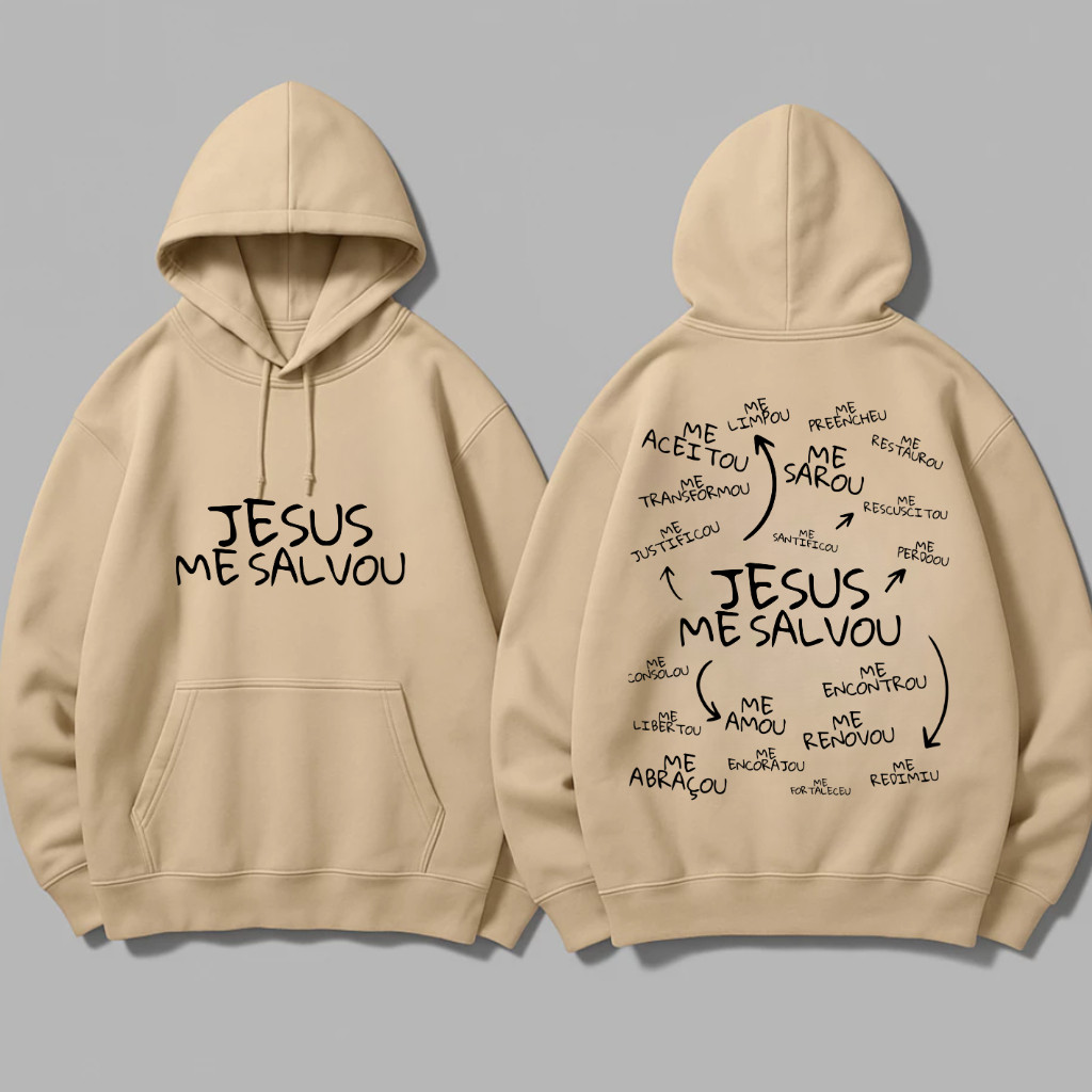 Moletom Ganguru Com Bolso Franelado Jesus Me Salvou Cristão Unissex Lançamento envio imediato