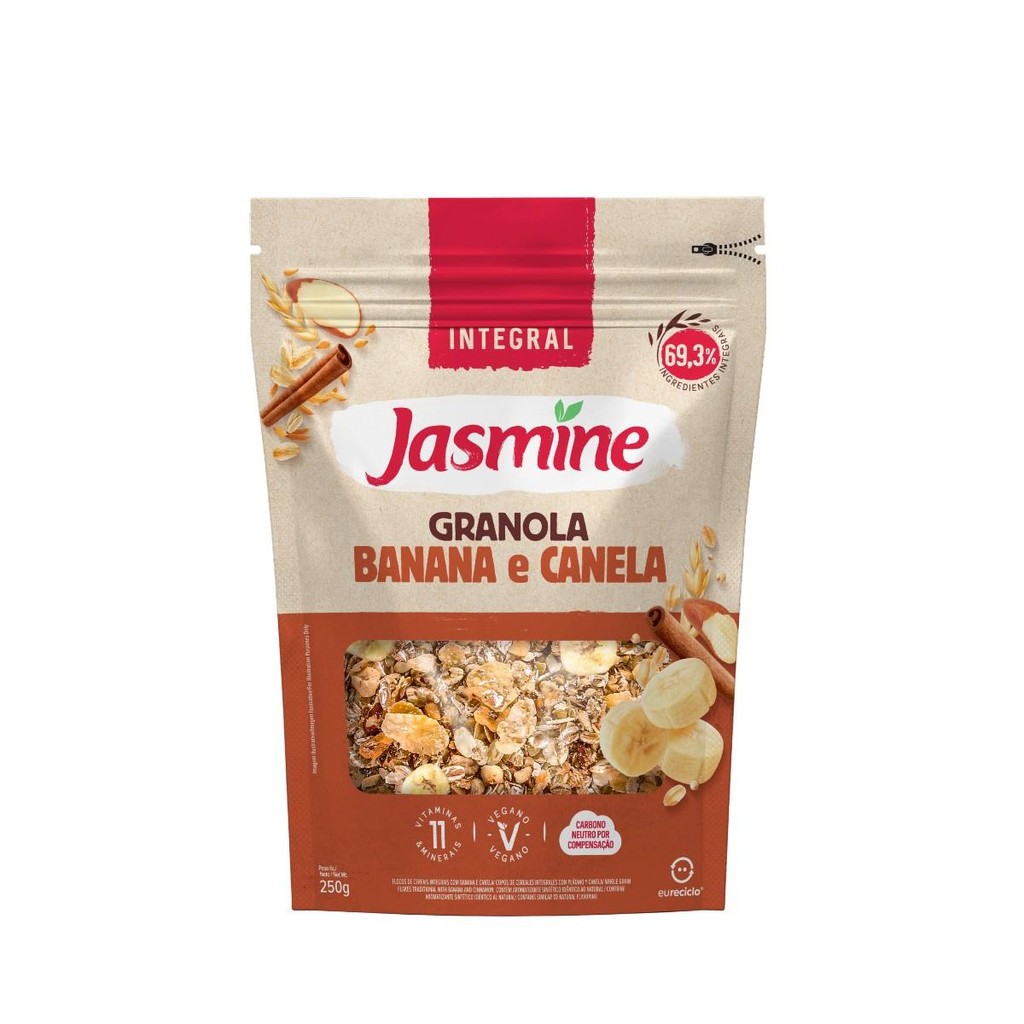 Granola Integral Banana e Canela Vegano Jasmine 250g