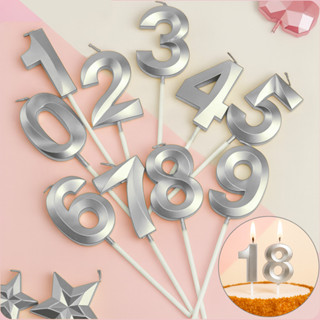 Kit 2 Velas de Aniversário Unidade Design Perolizada Prateada Metalizada Bolo - Silver Festas em Oferta na Shopee