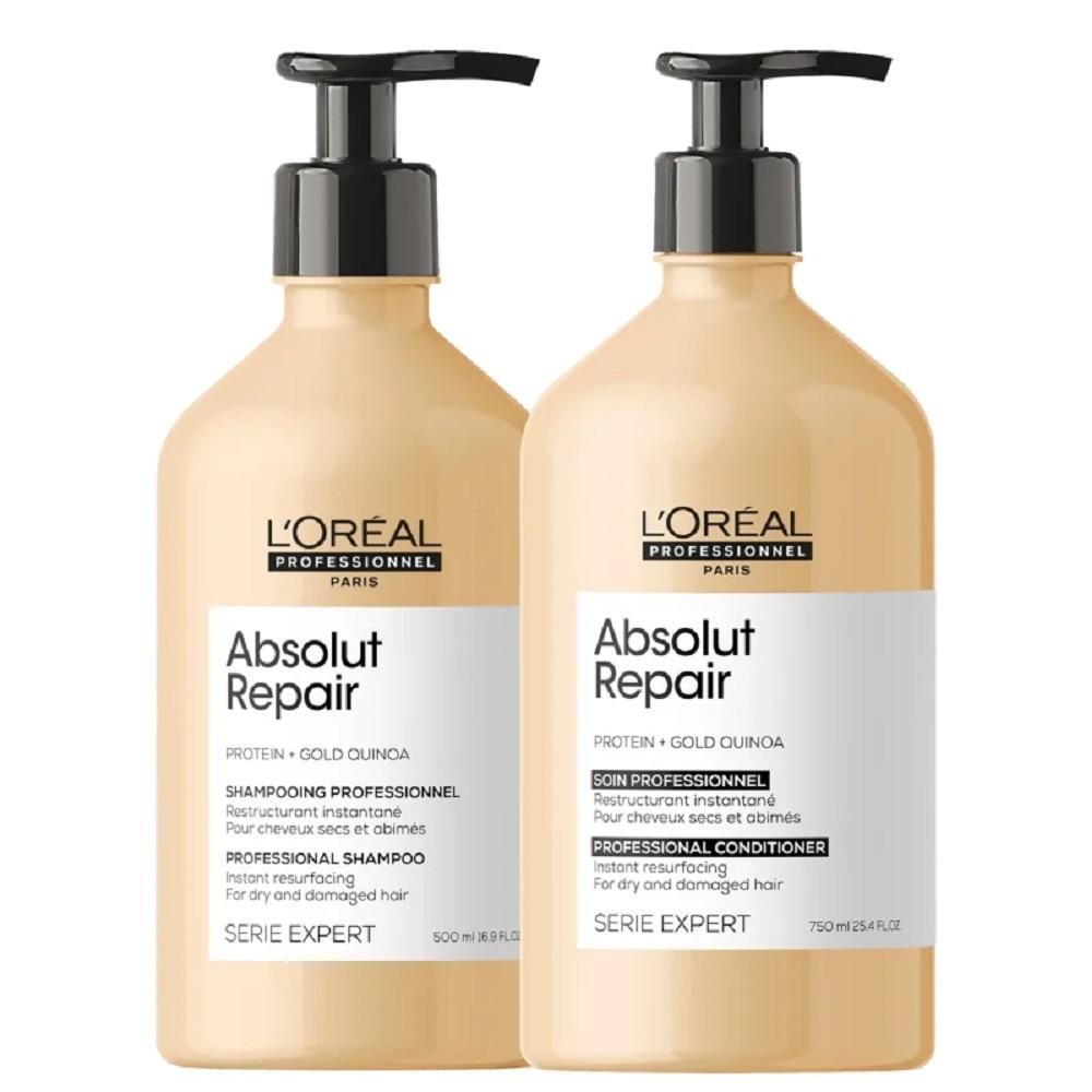 Kit L'oréal Professionnel Absolut Repair Gold Quinoa + Protein Shampoo 750ml + Condicionador 750ml