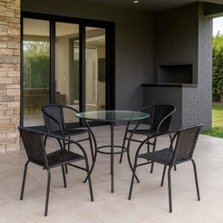 Conjunto para Jardim Mesa com 4 Cadeiras Solari Preto