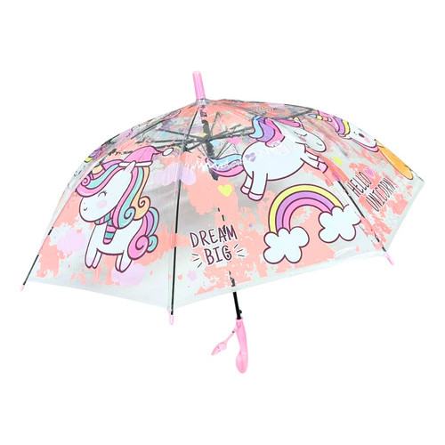Guarda Chuva Infantil Unicórnio Automático Com Apito