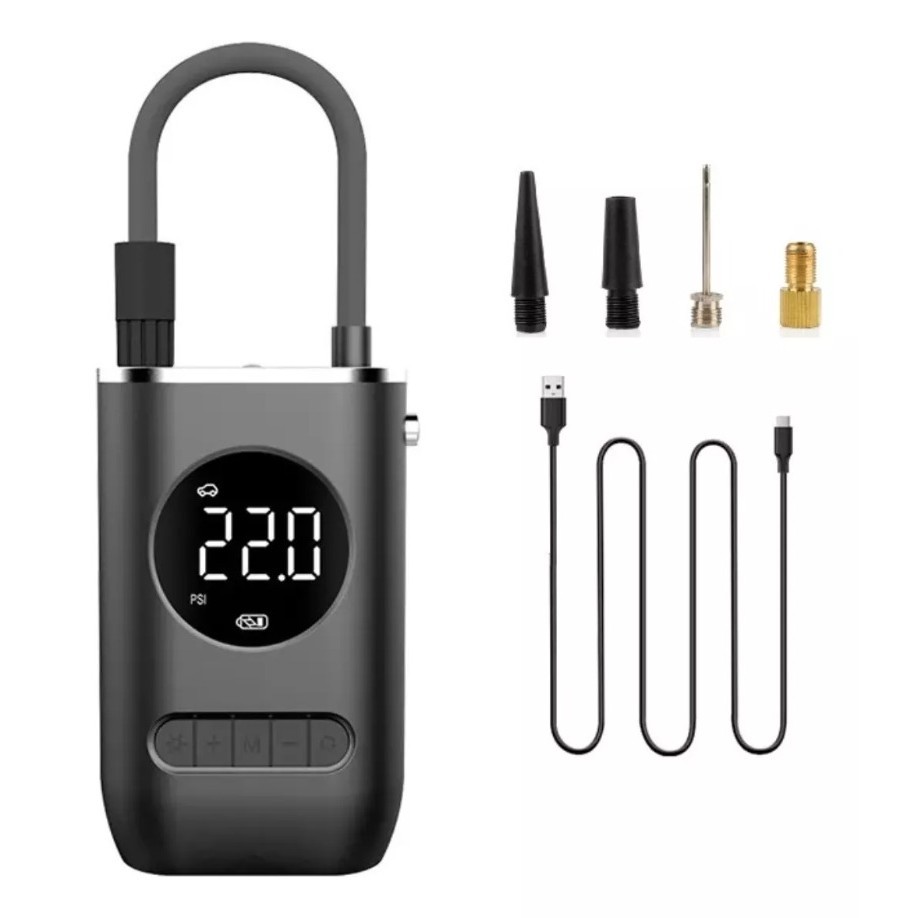 Bomba De Encher Pneu Carro Bike Moto Portátil Digital Preto em Oferta na Shopee
