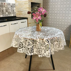 Toalha Mesa Plástico Cristal Belas Flores Diâmetro 1,00 Mts