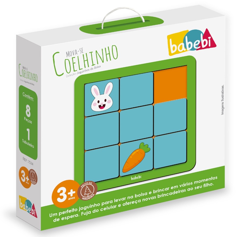 JOGO DE TABULEIRO MOVA-SE COELHINHO BABEBI EDUCATIVO MESA MADEIRA JOGUINHOS BOLSA INFANTIL BRINQUEDO