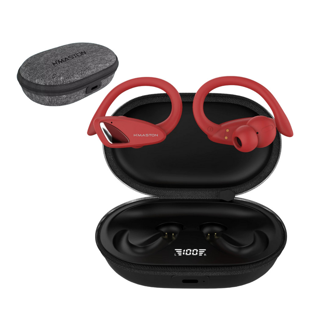Hmaston RS53 UP esportivos Bluetooth over-ear têm uma duração de bateria de 15 horas COM ESTOJO DE RECARGA