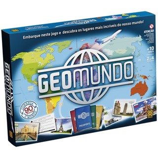 JOGO GEOMUNDO GROW BRINQUEDO MESA FAMÍLIA TABULEIRO GAME GEOGRAFIA EDUCATIVO CARTAS PAÍSES PERGUNTAS em Oferta na Shopee