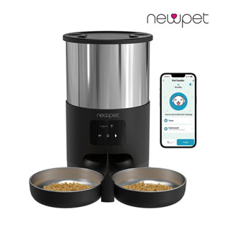 5L Inteligente Automático Wi-Fi APP Pet Alimentador Tigela De Double Bowls Aço Inoxidável Cat E Dog Food Dispenser Cães Gatos Com Gravação Sincronismo Alimentação em Oferta na Shopee