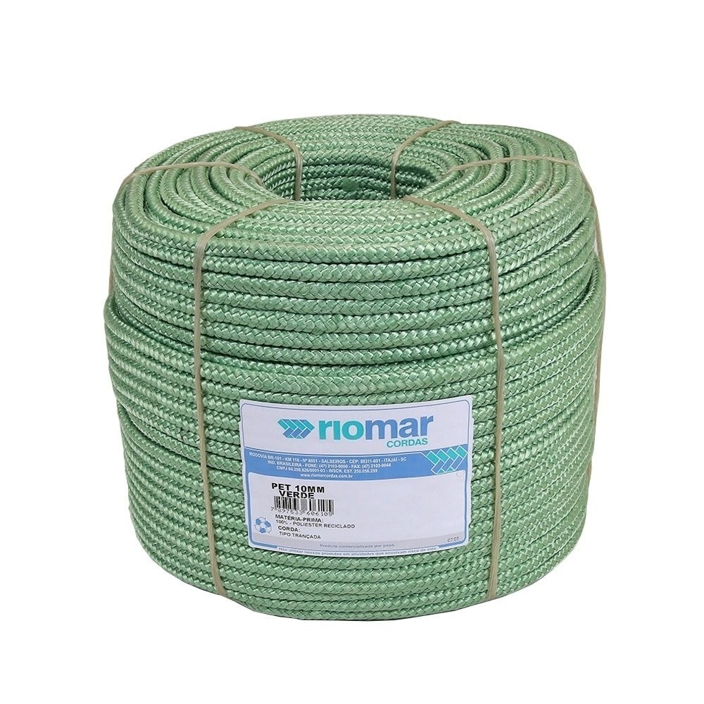 Corda Riomar Pet Trançada Verde Tipo Seda 10mm x 225m 15Kg - Home & Living