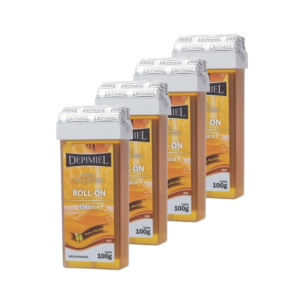 Kit Cera Depilatória Roll On Depimiel Amarelo Refil 100g (4 unidades) em Oferta na Shopee