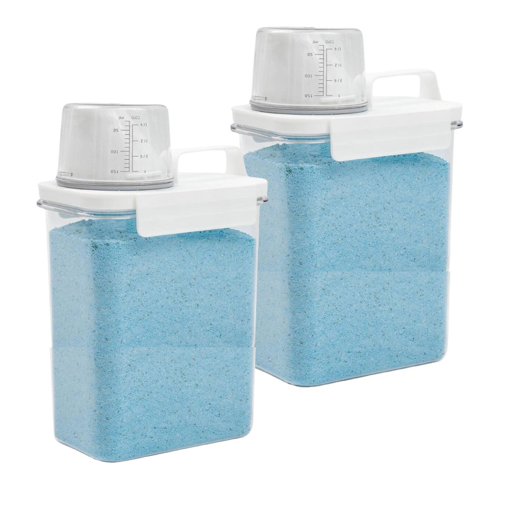 Kit 2 Dispenser Pote Medidor Hermético Porta Produtos Limpeza Organizador Lavanderia Alimentos 1,8L em Oferta na Shopee