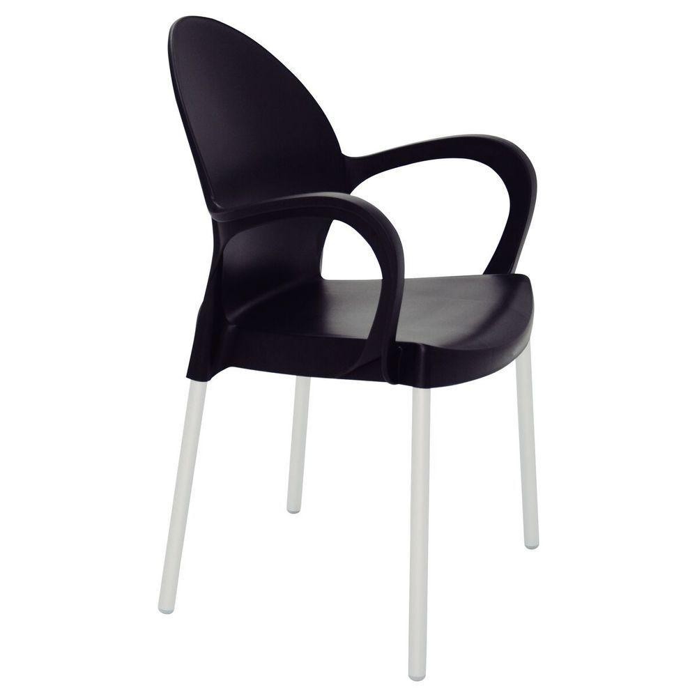 Cadeira Tramontina Grace Empilhável Preto Em Polipropileno Pés Alumínio em Oferta na Shopee