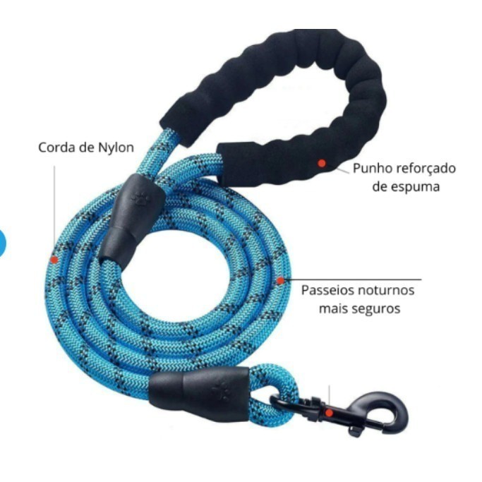 Guia corda para cães Coleira de nylon com faixas reflexivas, coleira ajustável 2 em 1 para animais de estimação em Oferta na Shopee