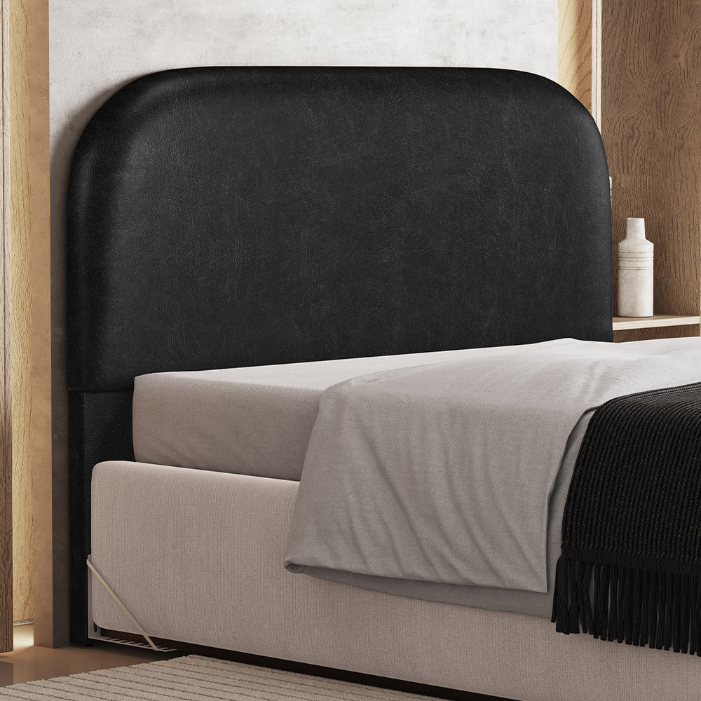 Cabeceira Cama Box Casal 140cm Orgânica Lanna W01 Couríssimo Preto - Lyam Decor em Oferta na Shopee