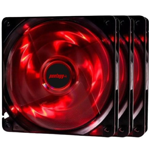 Kit 4 Cooler Fan Basic Vermelho 4 Leds Para Gabinete 120mm x 120mm em Oferta na Shopee