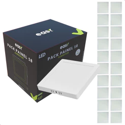 Kit 20 Painel Led Sobrepor 18w 6500K Quadrado Bivolt - Easy