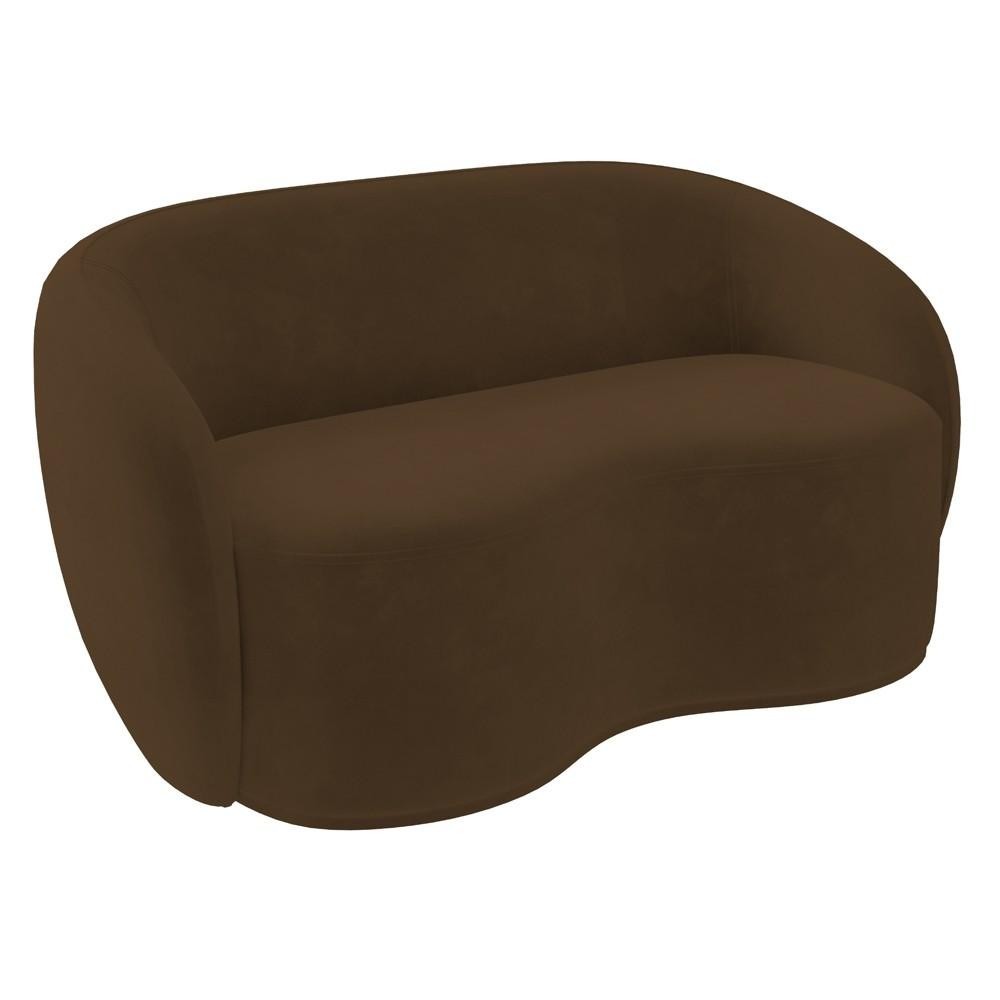 Sofá 3 Lugares Living Orgânico Sala de Estar 180cm Garbin K04 Veludo Marrom - Mpozenato