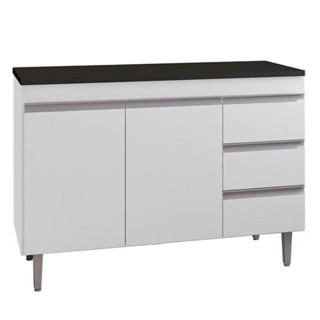 Balcão De Cozinha Andréia Branco Com Tampo 100 Cm Preto Fosco - Ajl em Oferta na Shopee