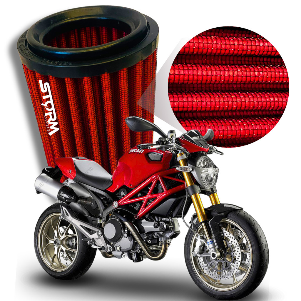 Filtro de Ar Esportivo Moto Ducati Monster 796 Ano 2013 a 2014 Cilindradas Lavável Reutilizável