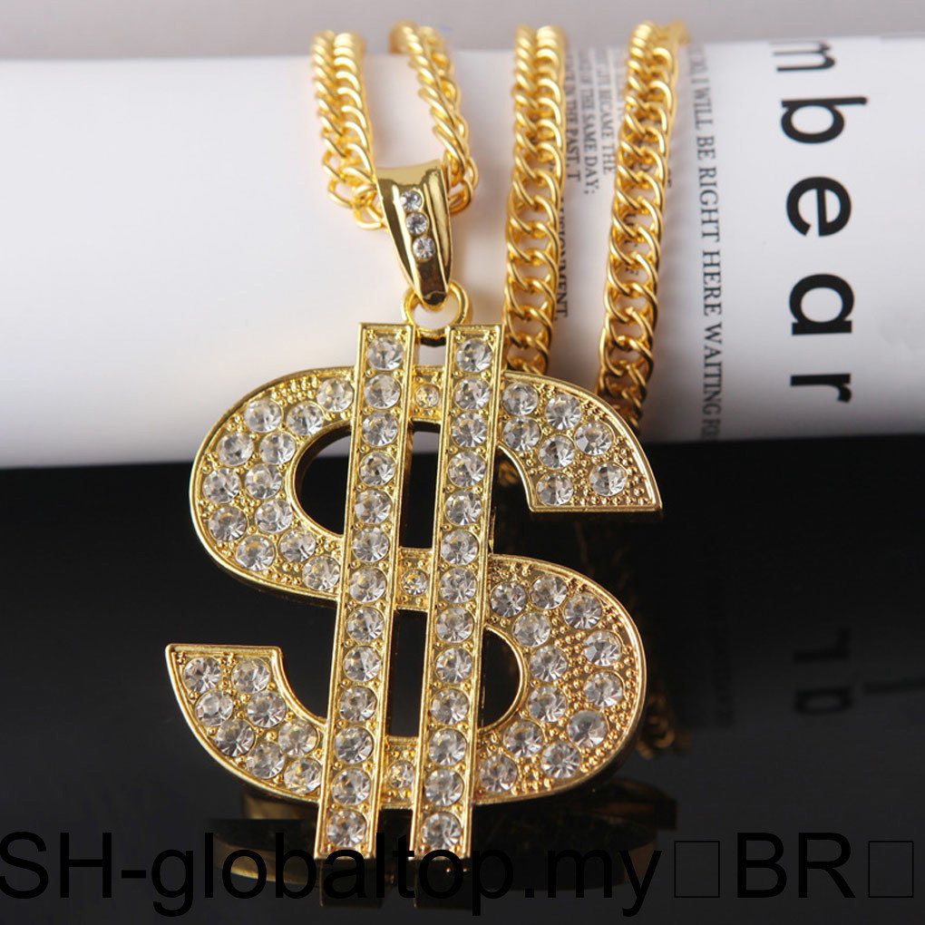 Colares De 1/2 Dólar Símbolo Pingente Bling Crystal Link Charme Punk Popular Europa E América Estilo Moda