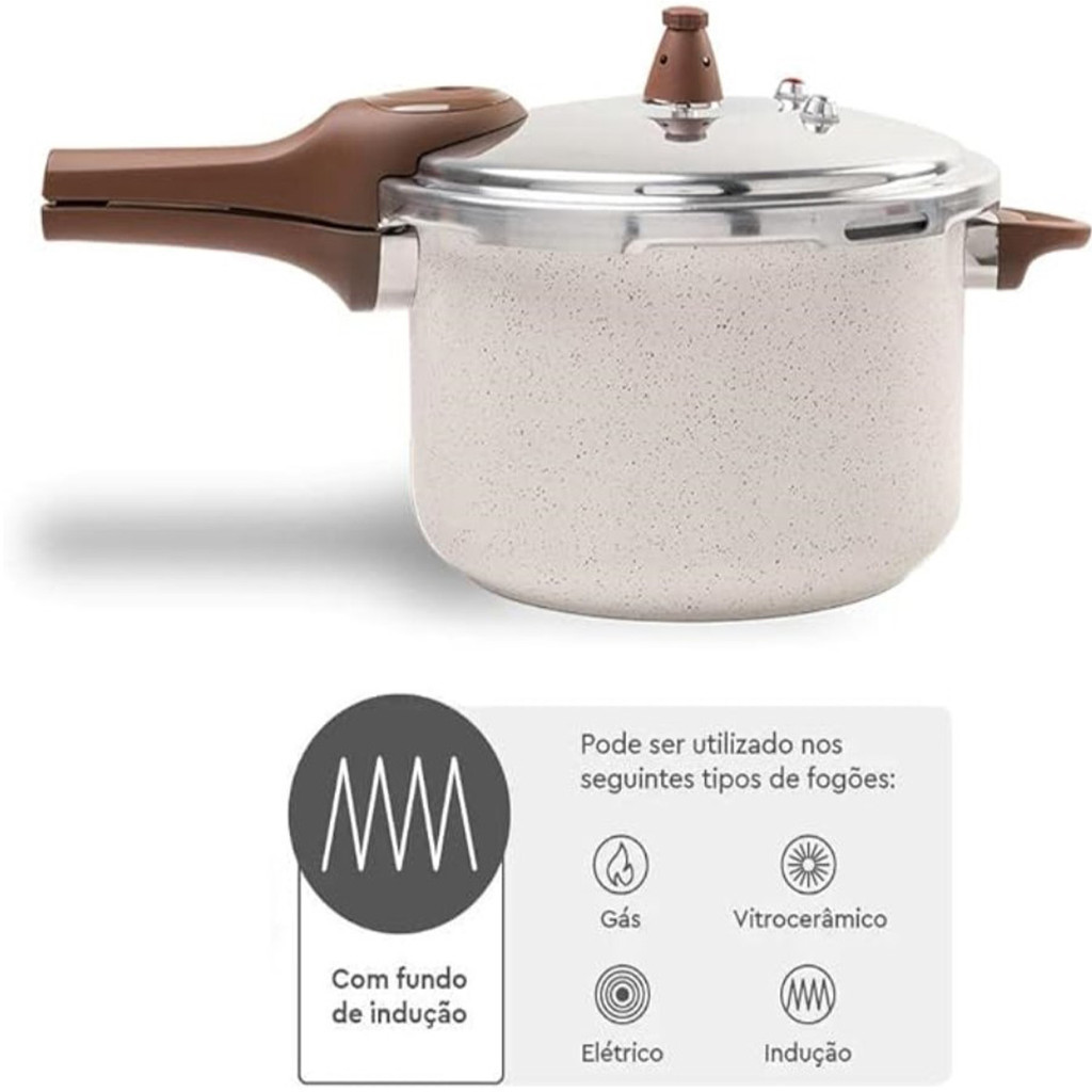 Panela De Pressão Cerâmica life Brinox de Indução 6.8 Litros