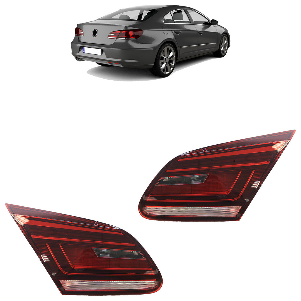 Par Lanterna Traseira Passat CC 2013 2014 2015 2016 Bicolor Porta-Malas Lente Lisa em Acrílico