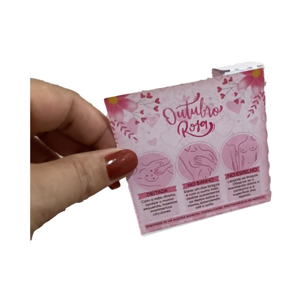 10 Lembrancinhas Caixinha Card Outubro rosa Auto Exame Mimo Clinete