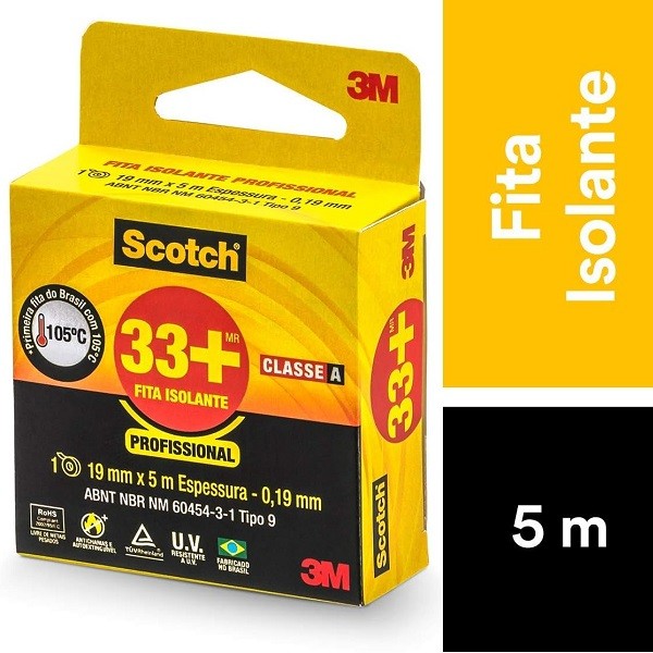 Fita Isolante 3M SCOTCH 33+ 19MM X 5M em Oferta na Shopee