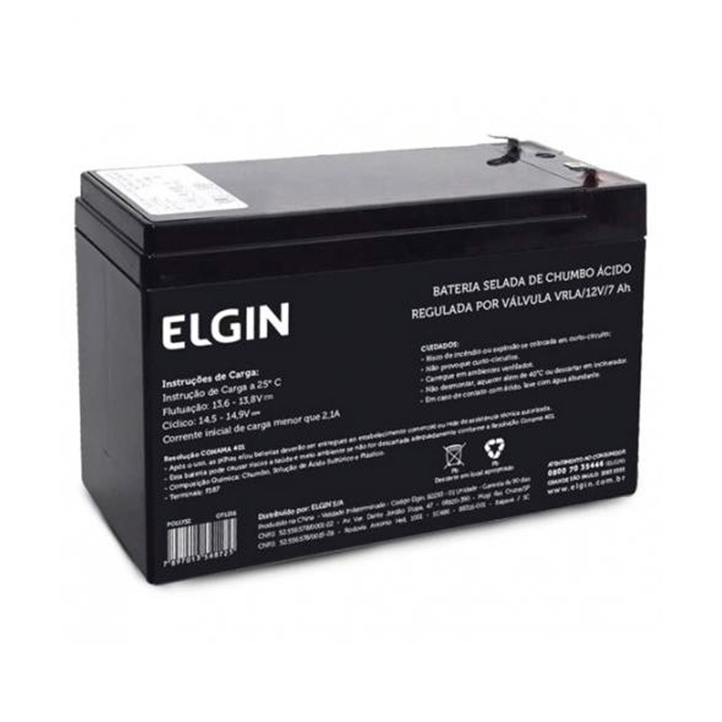 Bateria Selada Elgin Chumbo 12v 7Ah Regulagem VRLA Terminal F1 em Oferta na Shopee