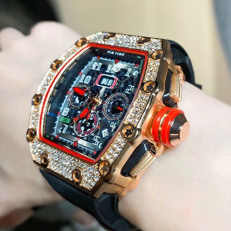 Swiss Richard Elegante Multifuncional De Seis Pinos Moda Totalmente Automático Relógio Não Mecânico Masculino High-End B