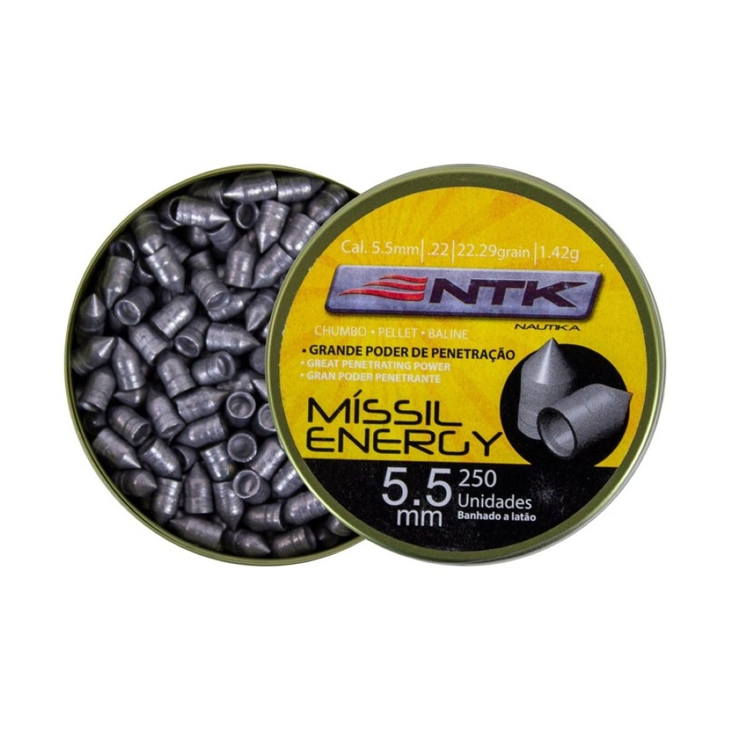 Chumbinho Missil Energy 5.5mm 250un. - Nautika em Oferta na Shopee