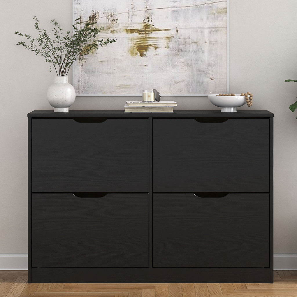 Sapateira Preta Horizontal Basculante Madeira 24 Pares Basil em Oferta na Shopee