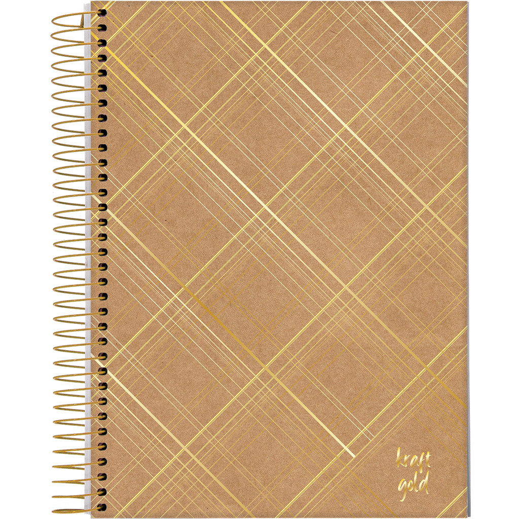 Detalhes do Caderno Universitário Capa Dura 1 Matéria 80 Folhas Kraft Gold  Jandaia -  4 Unidades Sortidas