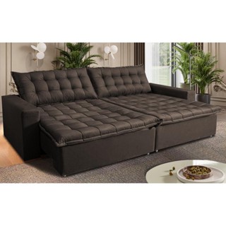 Sofá Sem Caixa Retrátil Reclinável 2,95m Cama inBox França Velusoft Café em Oferta na Shopee