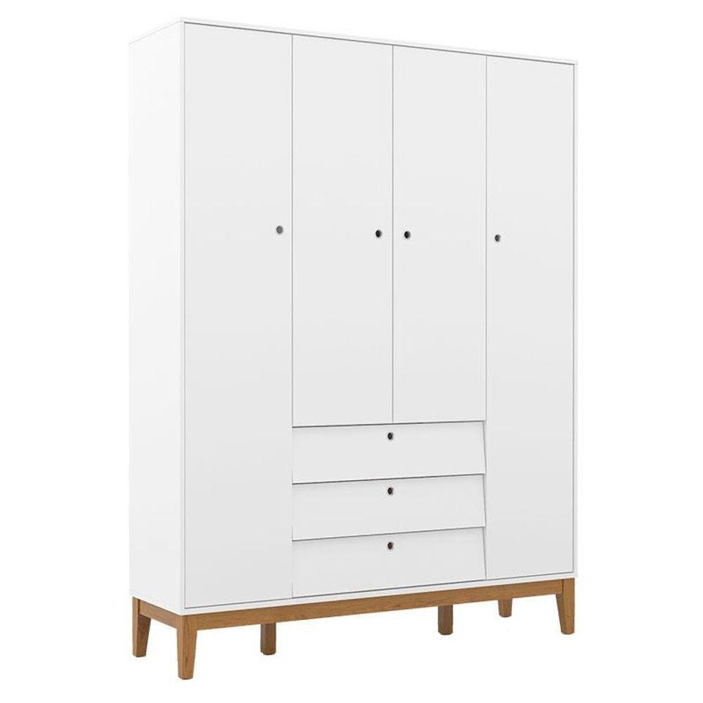 Guarda Roupa Infantil 4 Portas Unique Branco Soft Eco Wood - Matic em Oferta na Shopee