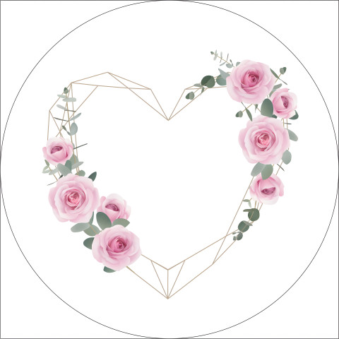 NOVO Painel Festa Infantil Redondo Coração Floral Rosa Geométrico + Arco, Suporte incluso. Fazemos personalizado com qualquer tema. Confeccionado em Lona fosca, impressão de alta resolução. cenário , p/ Decoração