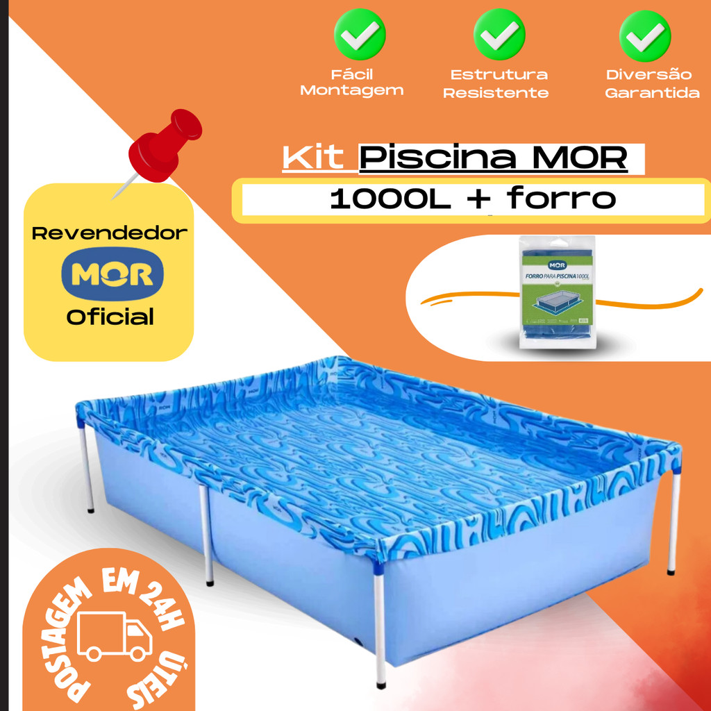 Kit Piscina Com Armação 1000 Litros Mor + Forro De Proteção em Oferta na Shopee
