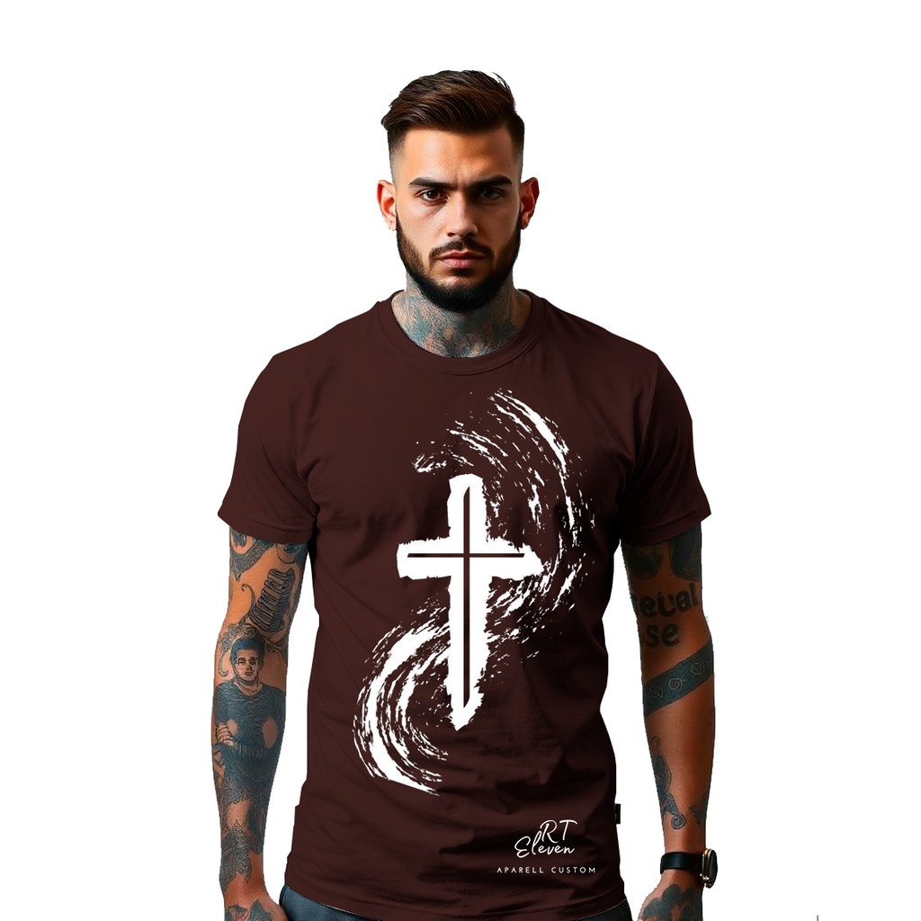 Camiseta Estampada Cruz Jesus Moda Cristã Gospel Linha Premium Camisa 100% Algodão Malha 30.1 Camiseta masculina e Feminina