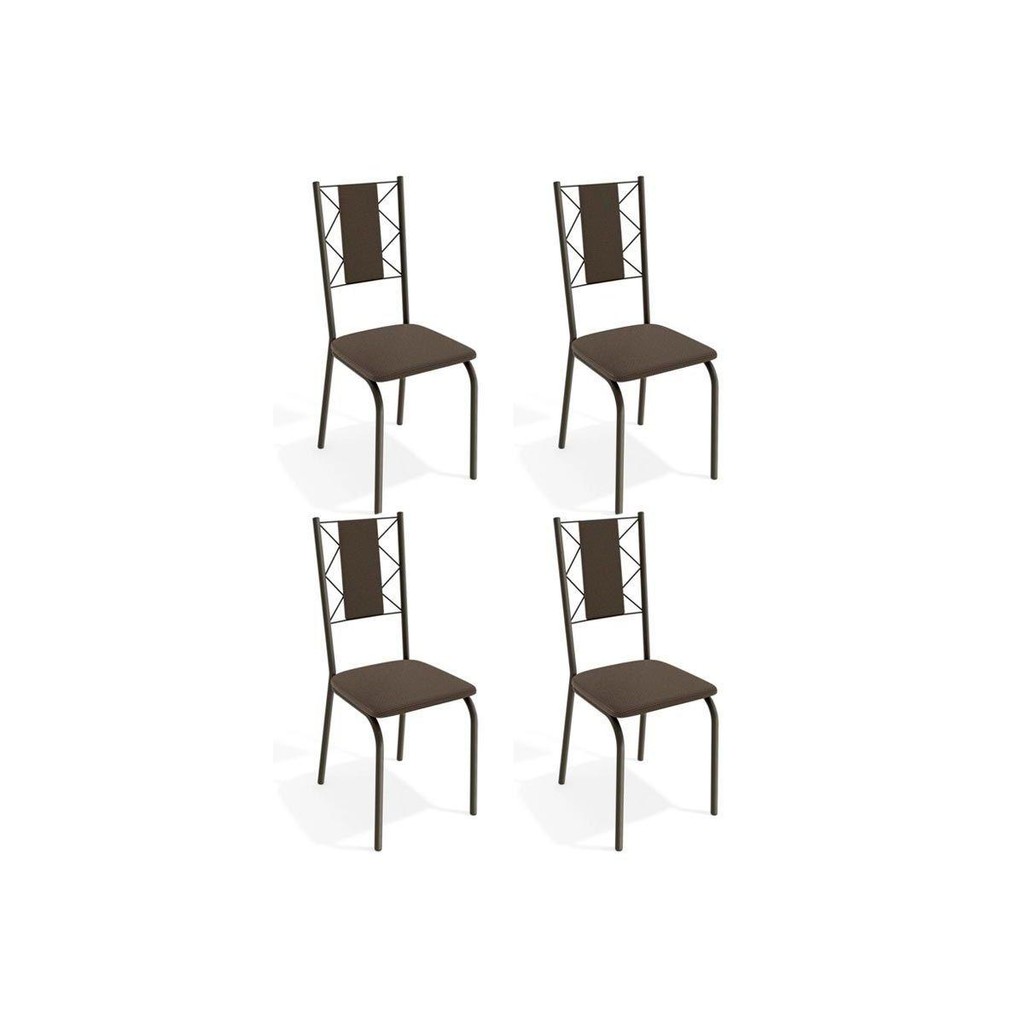 Cadeira Sala de Jantar Lisboa 4C076 Aço Kit 4 Uni Bronze/Marrom 21 - Kappesberg em Oferta na Shopee