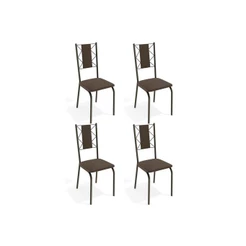 Cadeira Sala de Jantar Lisboa 4C076 Aço Kit 4 Uni Bronze/Marrom 21 - Kappesberg