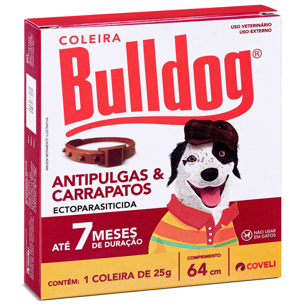 Coleira Tratamento Anti Pulga E Carrapato Para Cães Bulldog
