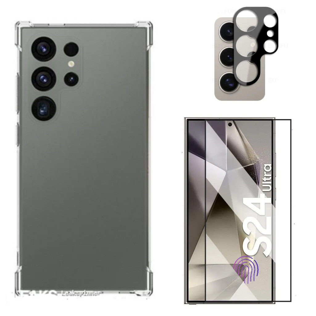 Capa Capinha Case + Película De Ceramica + Pelicula Camera P/ Samsung Galaxy S24 Ultra - Tech Otoni